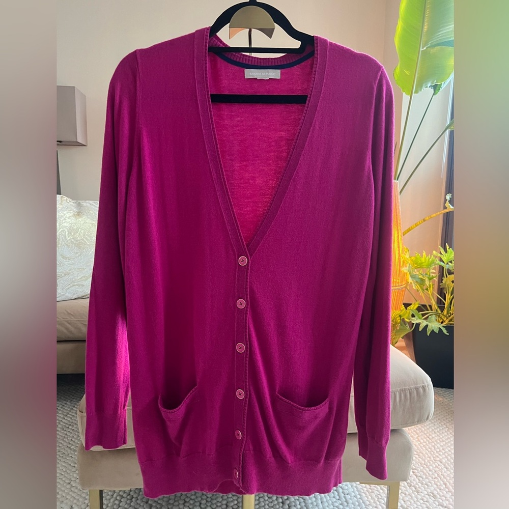 Longline Cardigan Hot Pink - Front Pockets Size XL